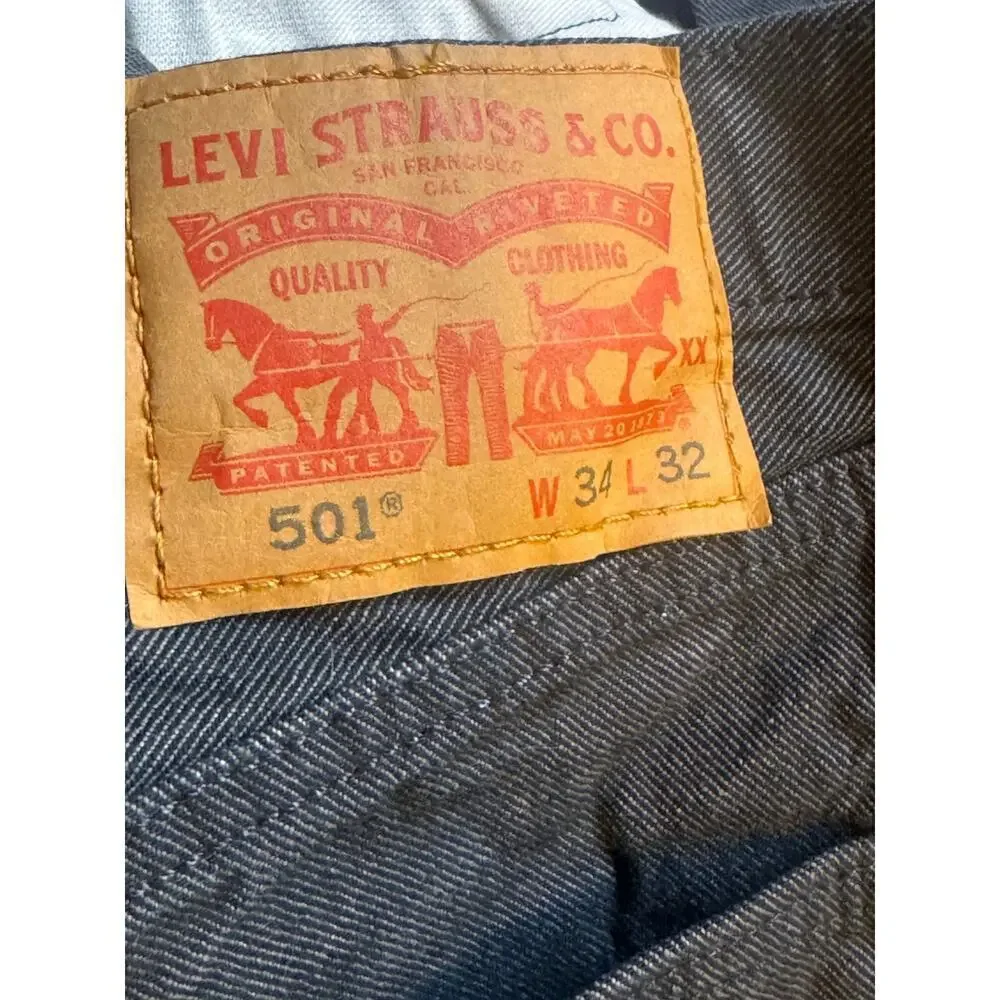 Levi Men's Grey 501 Straight Leg Jeans Size 34/32